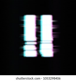 Pause buttons in glitch style. Abstract minimal template design for branding. Modern background cover posters, banners, flyers, placards. 