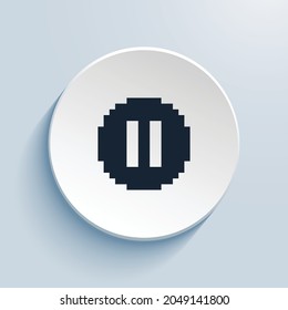 pause circle fill pixel art icon design. Button style circle shape isolated on white background. Vector illustration