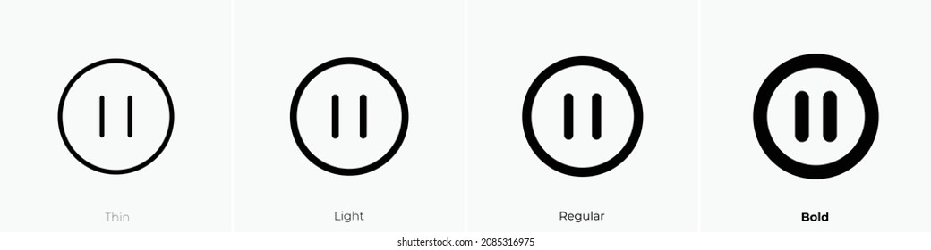 pause circle icon. Thin, Light Regular And Bold style design isolated on white background
