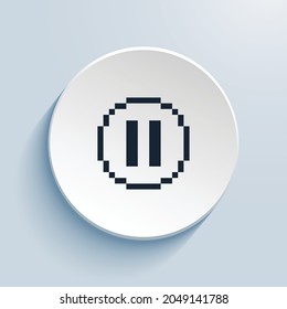 pause circle pixel art icon design. Button style circle shape isolated on white background. Vector illustration