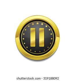 Pause Circular Vector Gold Web Icon Button