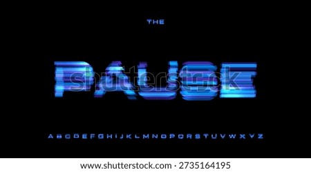 Pause Digital Noice Font Logo Alphabet Vector Glitch Letters Set Modern Typography, Creative Typographic Design for Play Button, Game UI Headline, Display Fonts. Vector Typeface