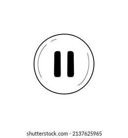 Pause doodle outline icon. Pause isolated button drawing element. Vector illustration