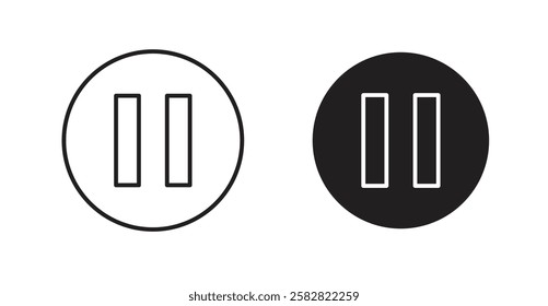 Pause filled and outlined icons vectors on white background