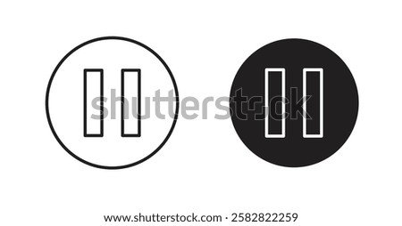 Pause filled and outlined icons vectors on white background