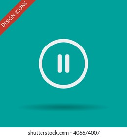 pause  flat web icon. Flat design style eps 10