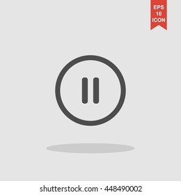 pause flat web icon. Flat design style eps 10