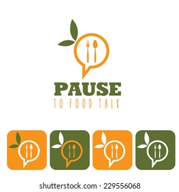 pause to food talk concept and icon set 