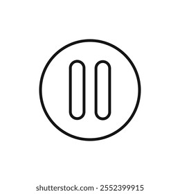 Pause icon black and white vector outline sign