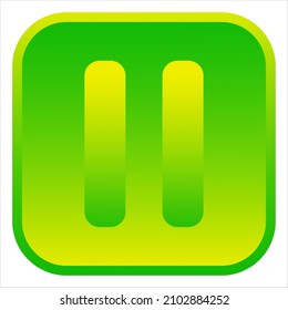 Pause icon. Pause button. Isolated web icon. Logo design. Flat vector illustration in green gradient color.