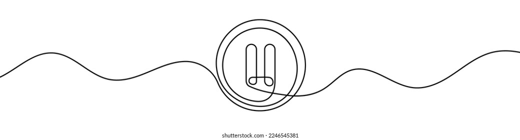 Pause icon in continuous line drawing style. Line art of pause button. Vector illustration. Abstract background