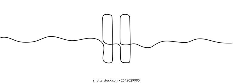 Ícone de pausa no estilo de desenho de linha contínua. Parte da linha do botão de pausa. Ilustração vetorial. Fundo abstrato