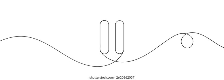 Ícone de pausa no estilo de desenho de linha contínua. Parte da linha do botão de pausa. Ilustração vetorial. Fundo abstrato . Ilustração vetorial . EPS 10