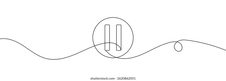 Ícone de pausa no estilo de desenho de linha contínua. Parte da linha do botão de pausa. Ilustração vetorial. Fundo abstrato . Ilustração vetorial . EPS 10
