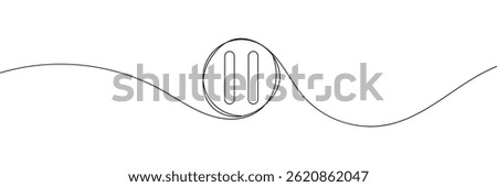 Pause icon in continuous line drawing style. Line art of pause button. Vector illustration. Abstract background . Vector Illustration  . EPS 10 .