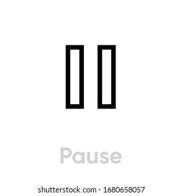 Pause icon. Editable Vector Outline. Pause track symbol flat. Perfect for multimedia player interface button and any purposes. Single Pictogram.