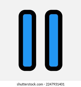 Pause icon in filled line style about multimedia, use for website mobile app presentation