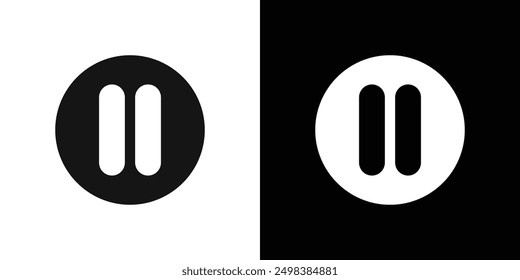 Pause icon flat line symbol set.