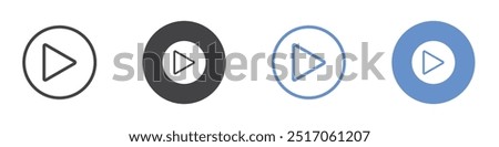 Pause icon flat line symbol set.