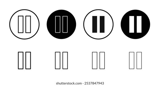 Icono de pausa Conjunto de contorno simple plano