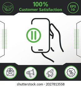 Pause icon inside mobile phone. Graphic elements for your work - Modern design