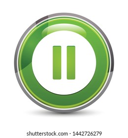 Pause icon isolated on elegant green round button vector illustration