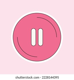 un icono de pausa aislado en fondo rosa suave