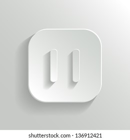 Ícone de pausa - ícone do media player - botão de aplicativo branco de vetor com sombra