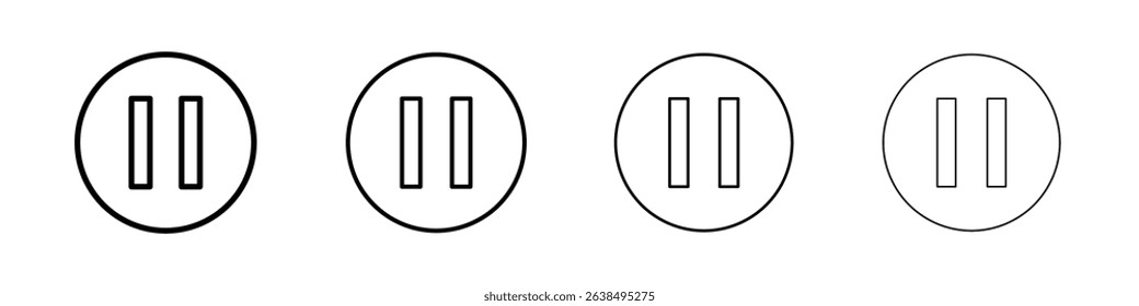Pause icon Outline sign symbol set
