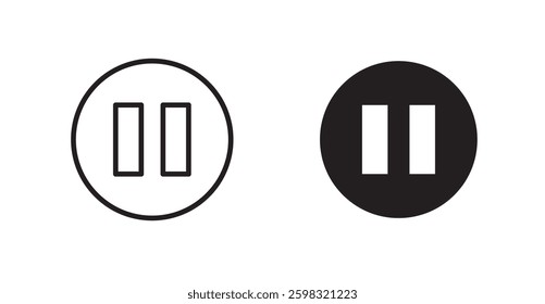 Pause icon outlined icon vector collection.