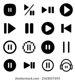 Pause Icon Packs Vector Set