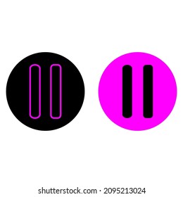 Pause Icon Set. Schwarz-Rosa-Symbole. Audio-Record-Element. Multimedia-Konzept. Vektorgrafik. Stockbild. EPS10.