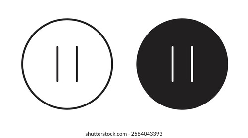 Pause icon set in thin line. vector illustrations for web