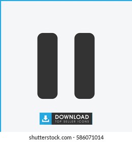 pause icon. Simple filled pause icon. On white background.