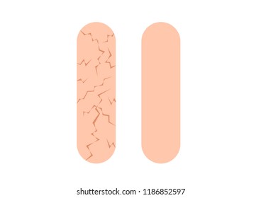 pause icon , step of healthy skin to dry skin texture , vector