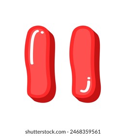 Pause icon symbol in cartoon style vector illustration, red pause button image isolated on white background