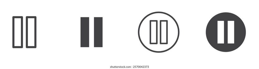 Pause icon Thin line art isolated