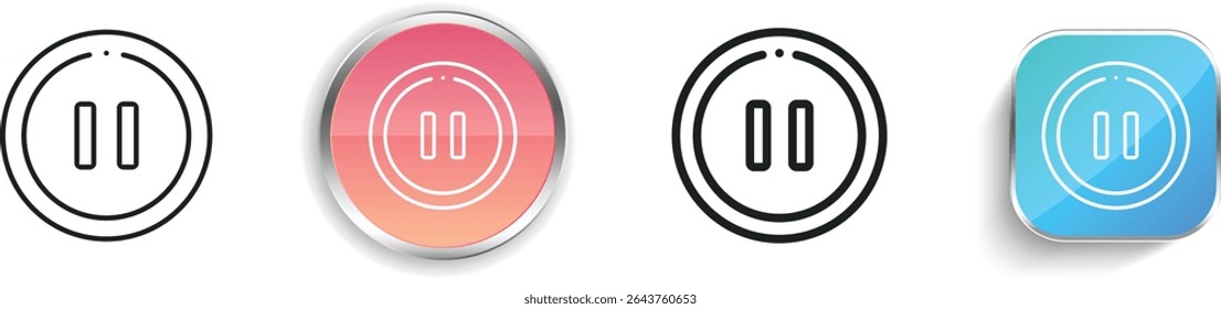 ícone pausar. Design fino, linear, regular e estilo botão isolado no fundo branco