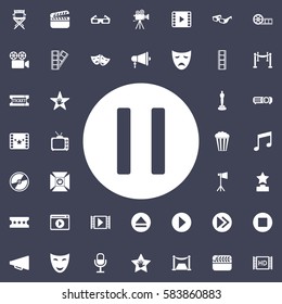 Pause icon vector. Movie Set of icons