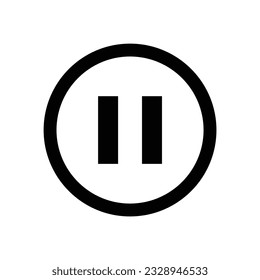 Pausar símbolos vectoriales de iconos, firmar aislado en el diseño de fondo blanco.