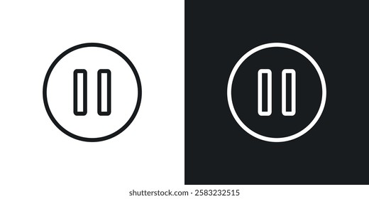 Pause icons in black and white liner strokes for web design.