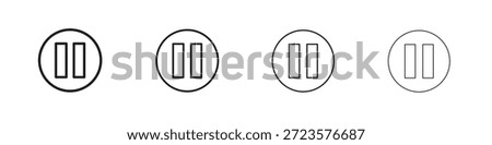 Pause icons designed in outline, line and stroke style