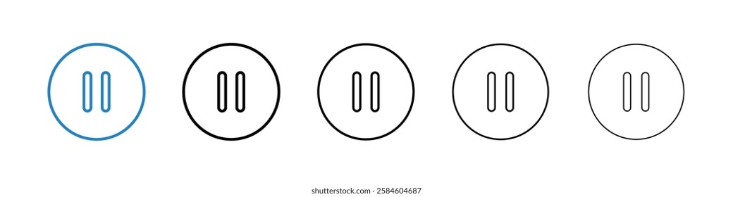 Pause icons in five different stroke sizes