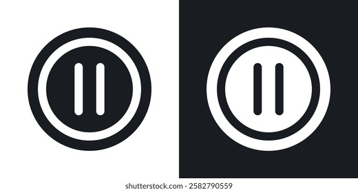 Pause icons set vectors black and colored style