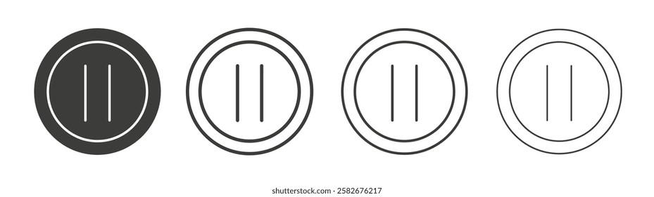 Pause icons set vectors graphic designs