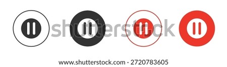 Pause icons simple flat silhouette vector illustration