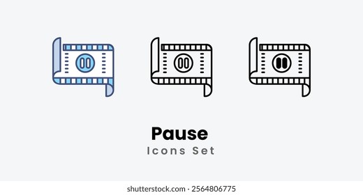 Pause Icons thin line and glyph vector icon stock illustration