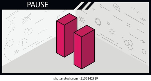 Pause isometric design icon. Vector web illustration. 3d colorful concept