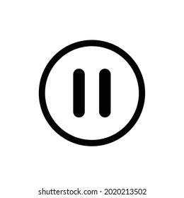 Pause line icon. Simple outline design style. Button, sign, round, symbol, play, speaker, video concept. Vector illustration isolated on white background. Eps10
