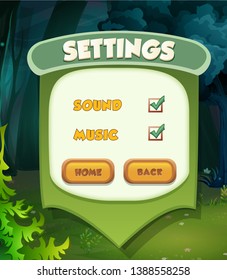 Pause menu scene pop up with sound music and buttons Game ui complete menu of graphical user interface GUI to build 2D games Casual Game 
